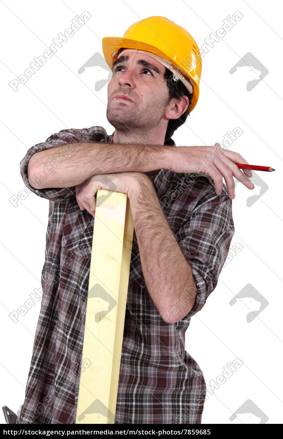 woodworker thinking and calculating - Stockfoto - #7859685