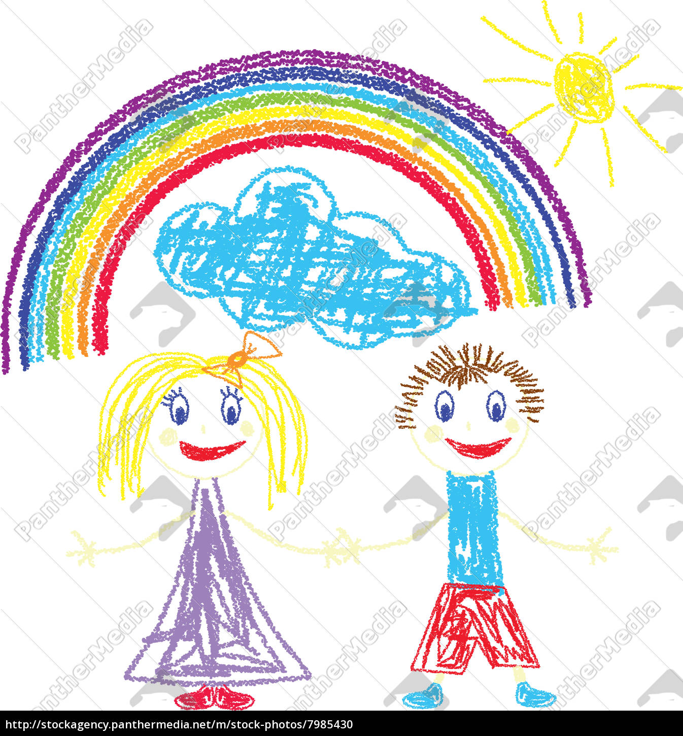 Crayon Schmerzte Kinder Und Regenbogen Stockfoto Bildagentur Panthermedia