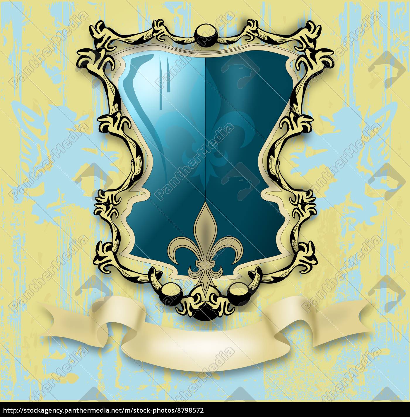 Retro Wappen Schild Mit Banner Und Rahmen Blau Lizenzfreies Foto 8798572 Bildagentur Panthermedia