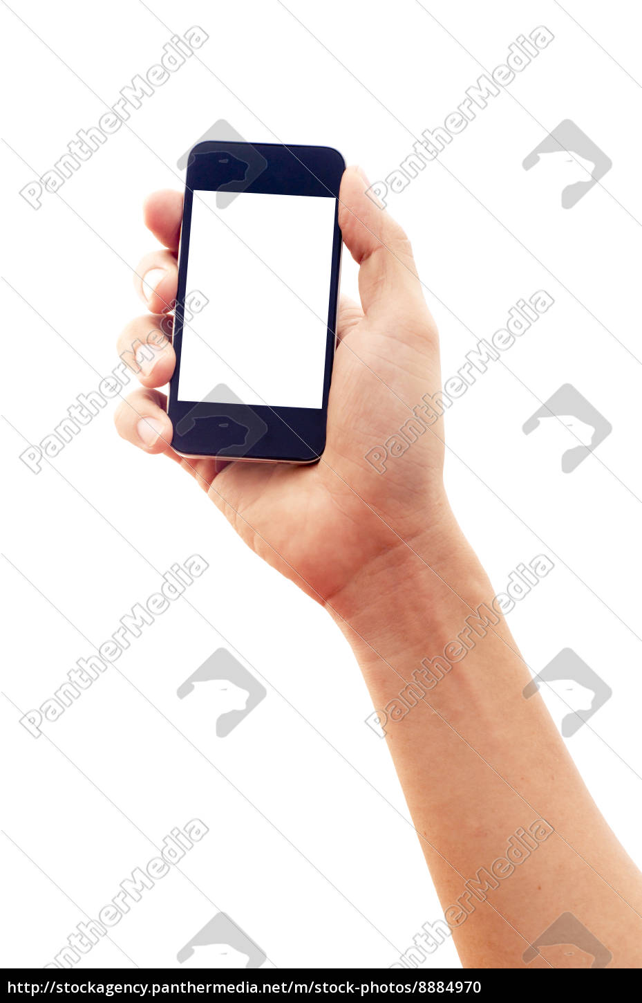 Isoliert Hand Halt Smartphone Oder Handy Stock Photo Bildagentur Panthermedia