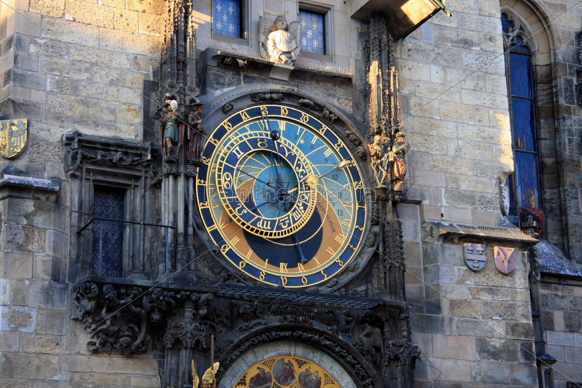 Prag Altstadt Uhr Rathaus Rathausuhr Astronomische Uhr Lizenzfreies Foto Bildagentur Panthermedia