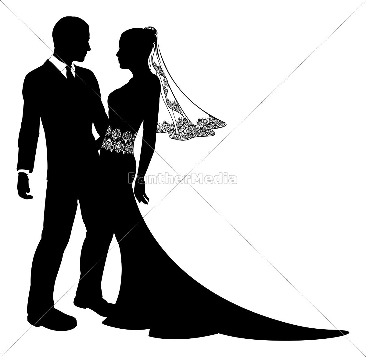 Braut Und Brautigam Hochzeitspaar Silhouette Lizenzfreies Bild Bildagentur Panthermedia