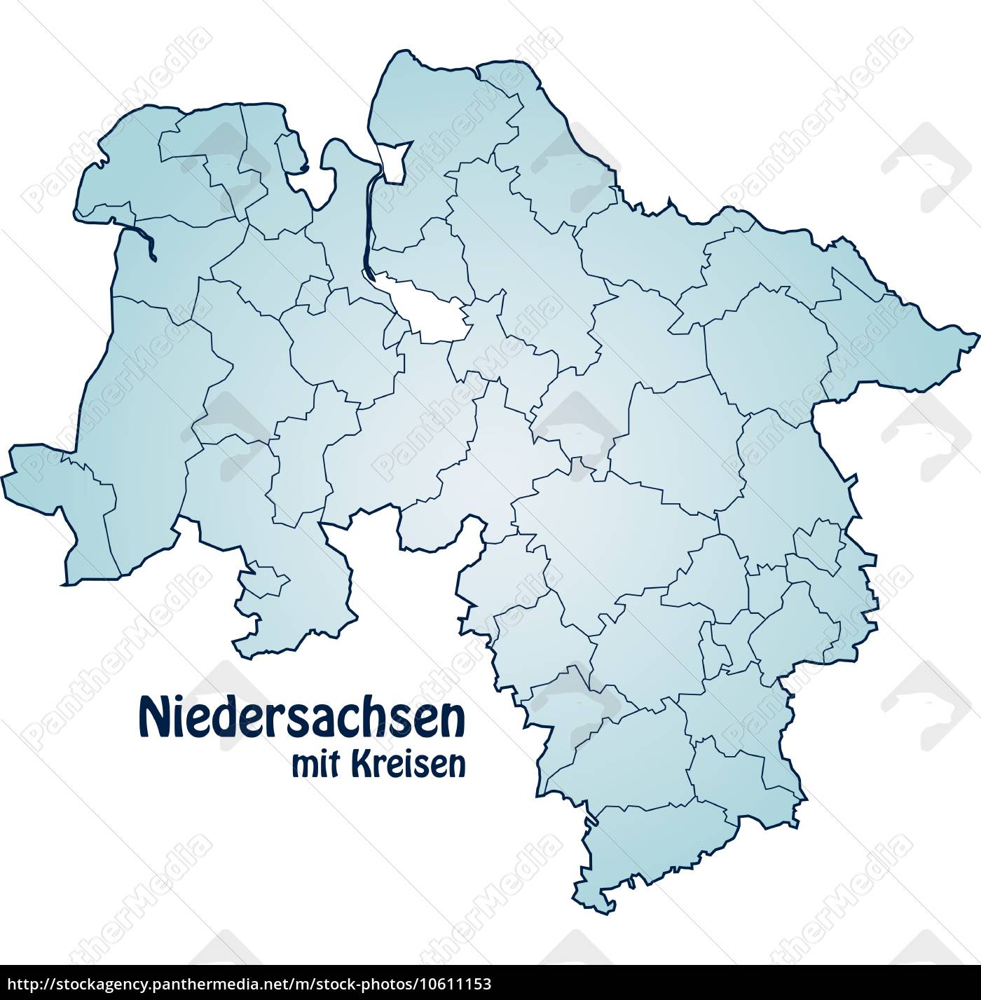 Karte Von Niedersachsen Mit Grenzen In Blau Stockfoto 10611153 Bildagentur Panthermedia