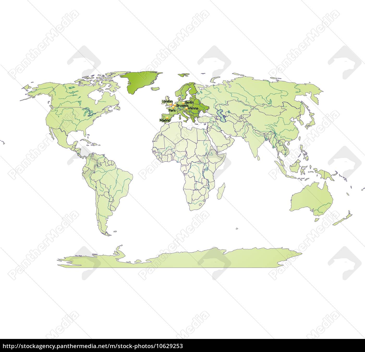 Karte Von Europa Mit Hauptstadten In Grun Lizenzfreies Bild Bildagentur Panthermedia