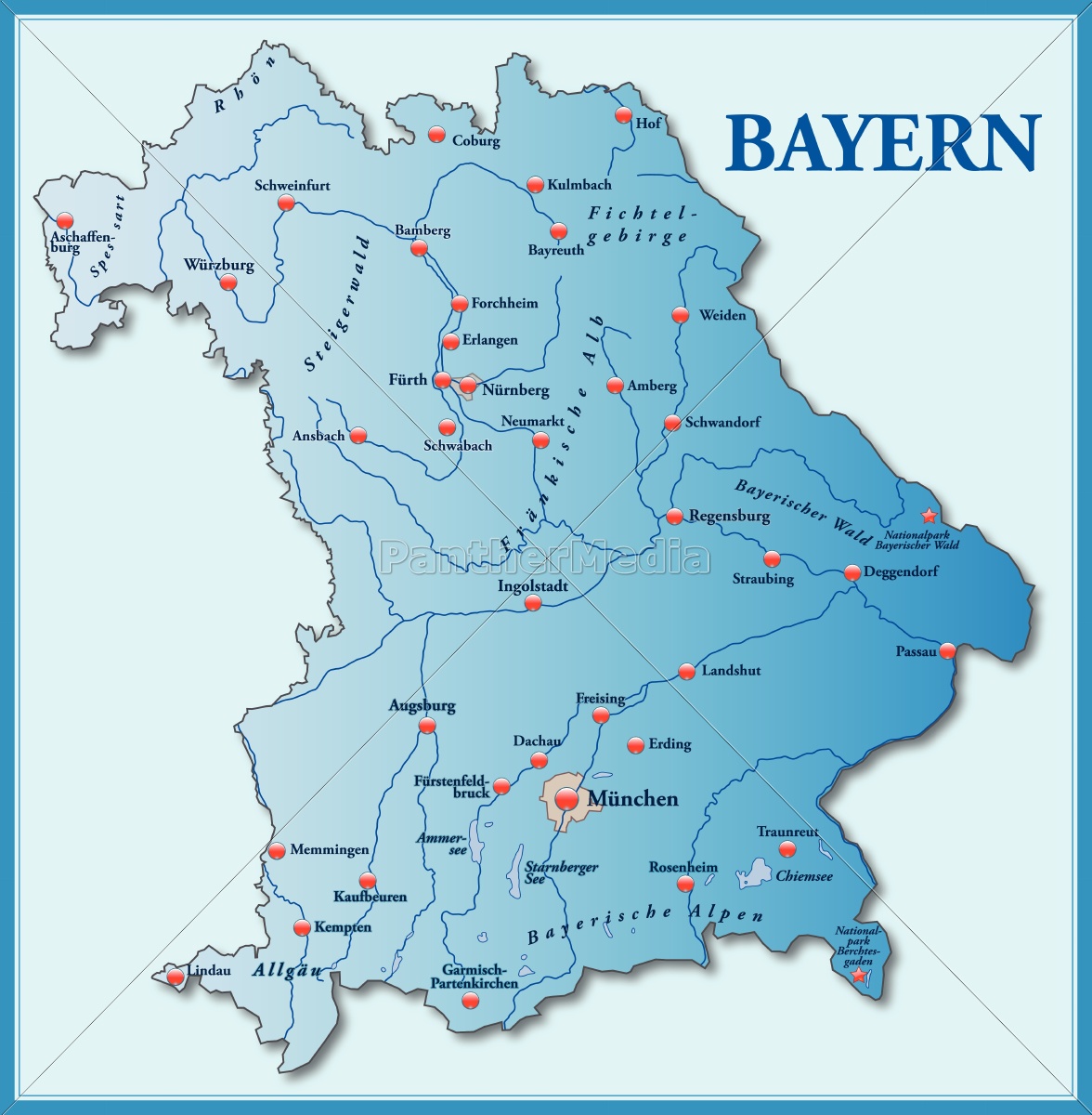 Bayern Karte : Karte von Mittelfranken (Region in Deutschland, Bayern