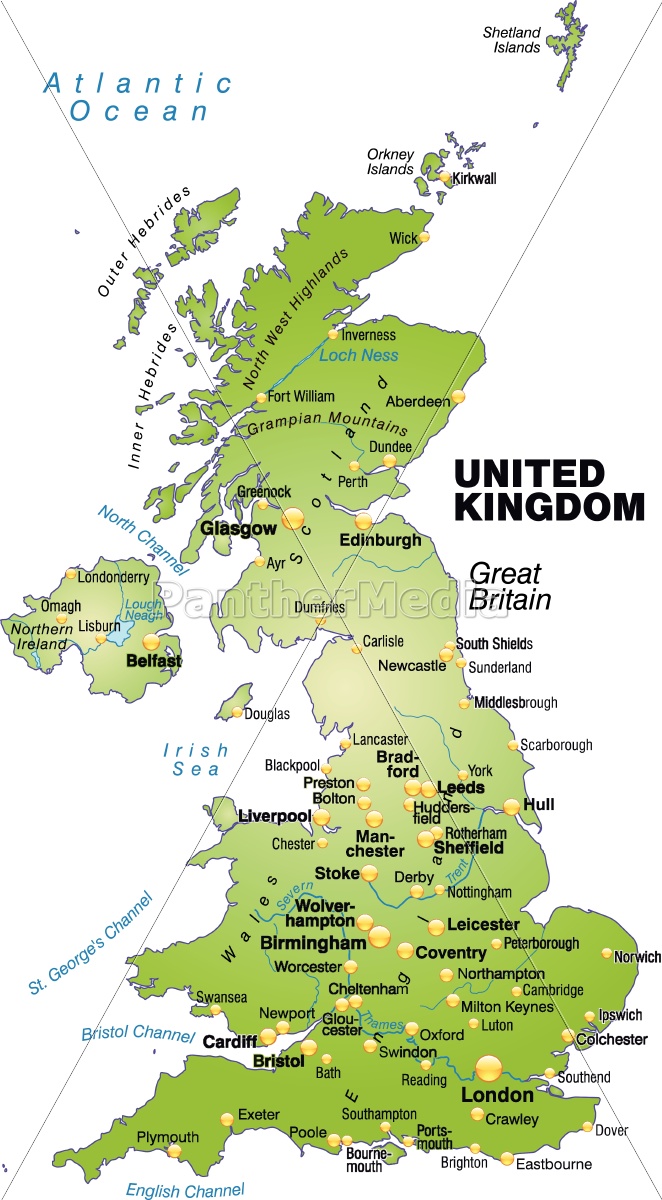 karte von england als übersichtskarte in grün - Lizenzfreies Bild