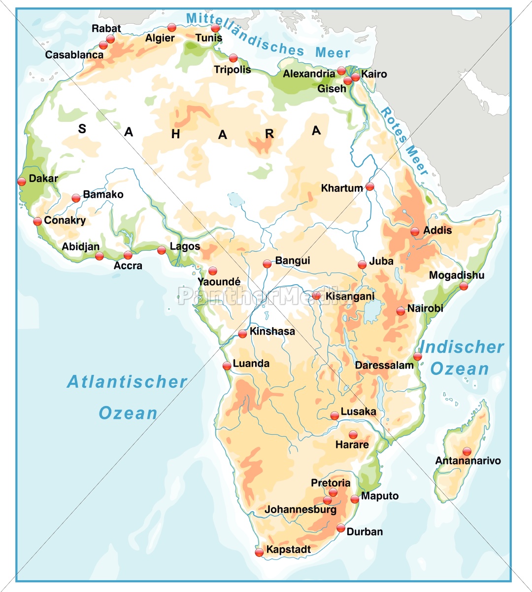 Karte Von Afrika Als Ubersichtskarte Mit Lizenzfreies Bild Bildagentur Panthermedia