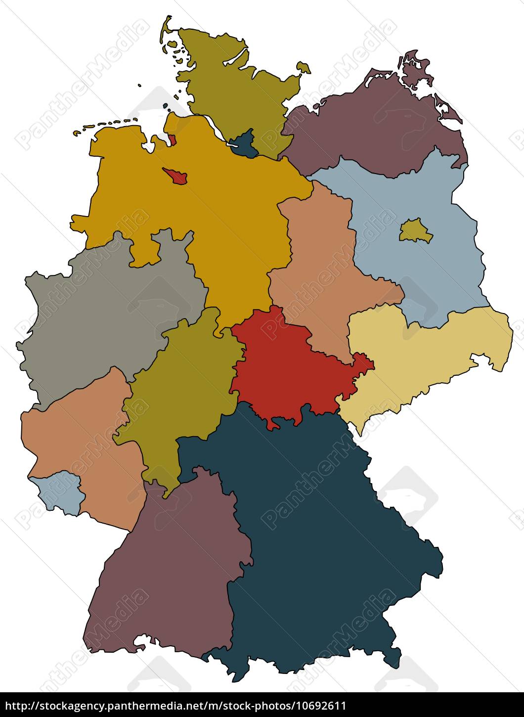 deutschlandkarte farbig Deutschlandkarte   Bundesländer farbig   Lizenzfreies Bild 