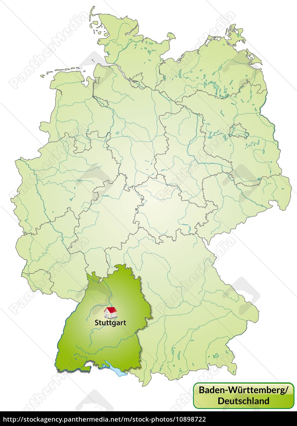 Karte Von Baden Wuerttemberg Mit Hauptstadten In Grun Stock Photo 10898722 Bildagentur Panthermedia