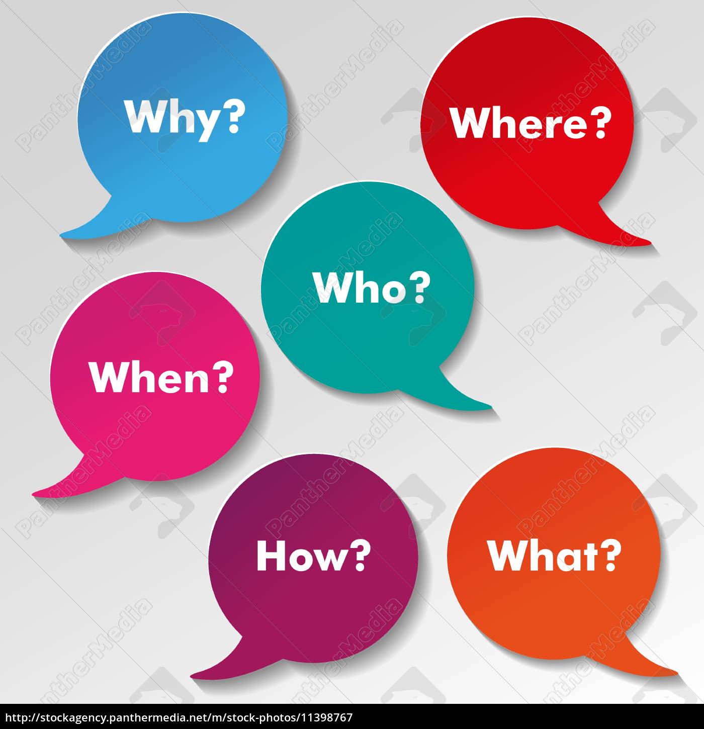 Bunte englische Fragen Speech Paper Etiketten Stockfoto 11398767