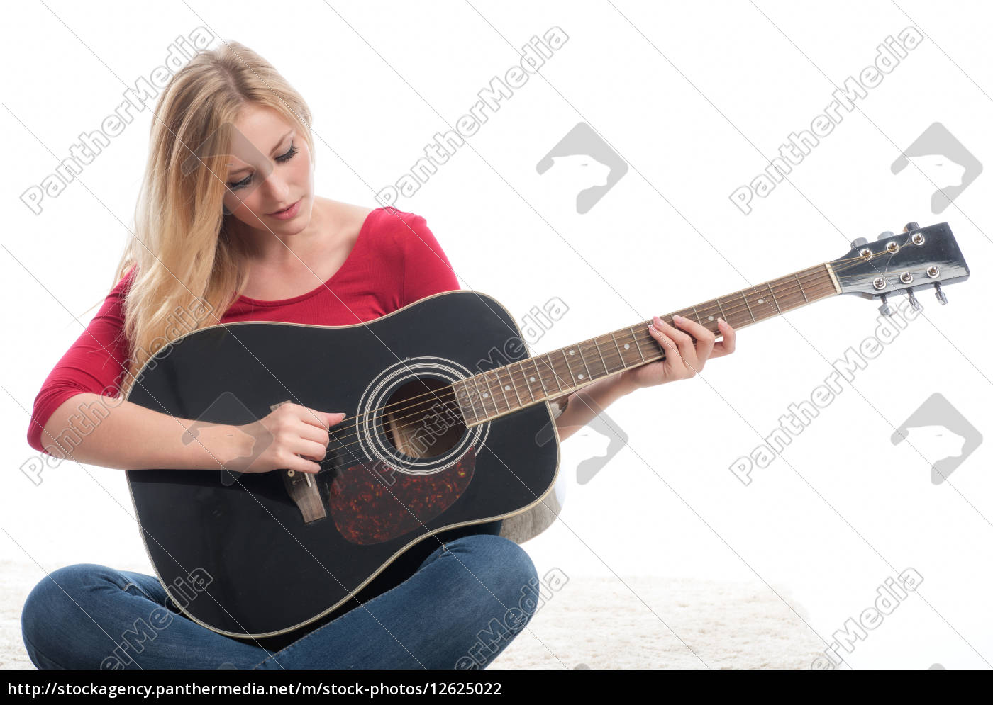 Frau Mit Gitarre Stock Photo Bildagentur Panthermedia