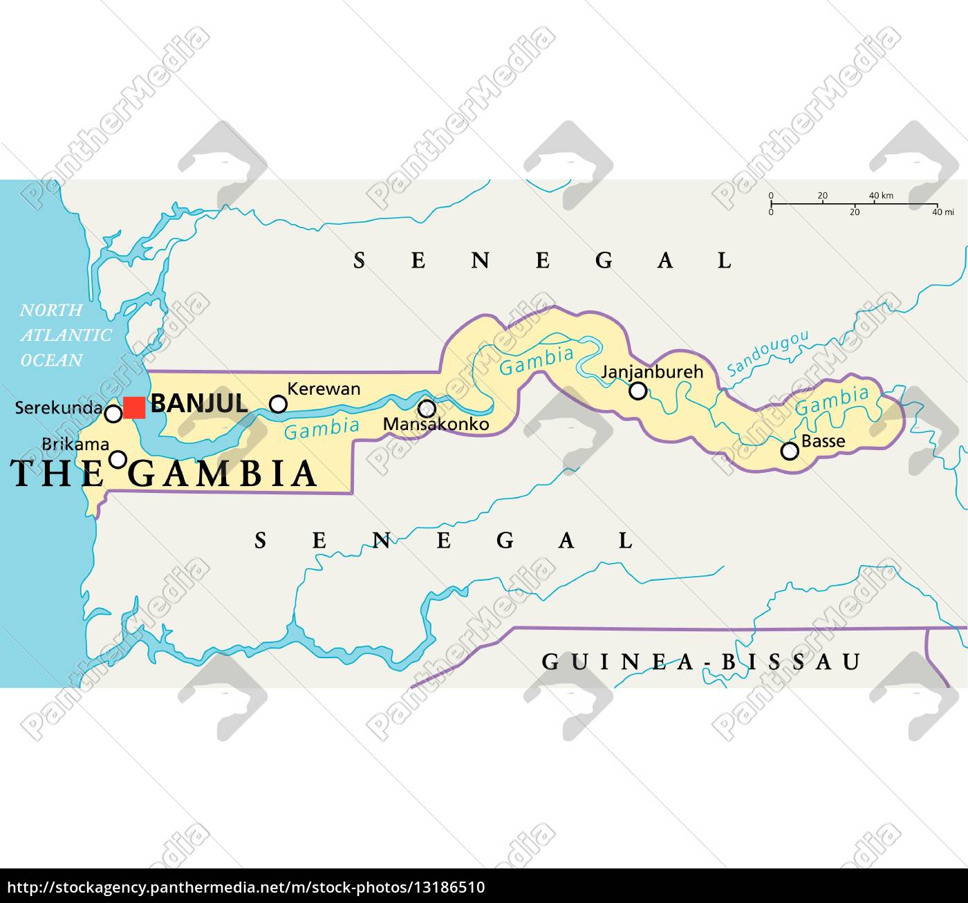gambia politische karte Stock Photo 13186510 Bildagentur