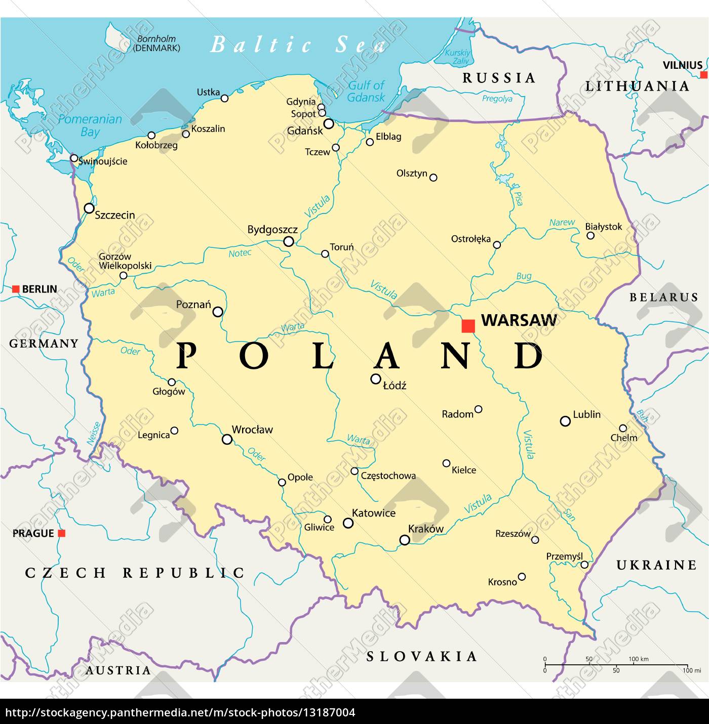 Polen Politische Karte Lizenzfreies Foto 13187004 Bildagentur Panthermedia