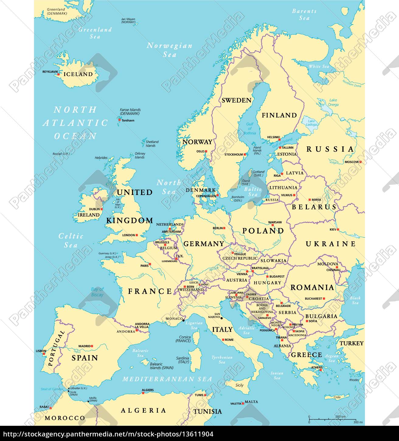 Politische Landkarte Von Europa Lizenzfreies Foto Bildagentur Panthermedia