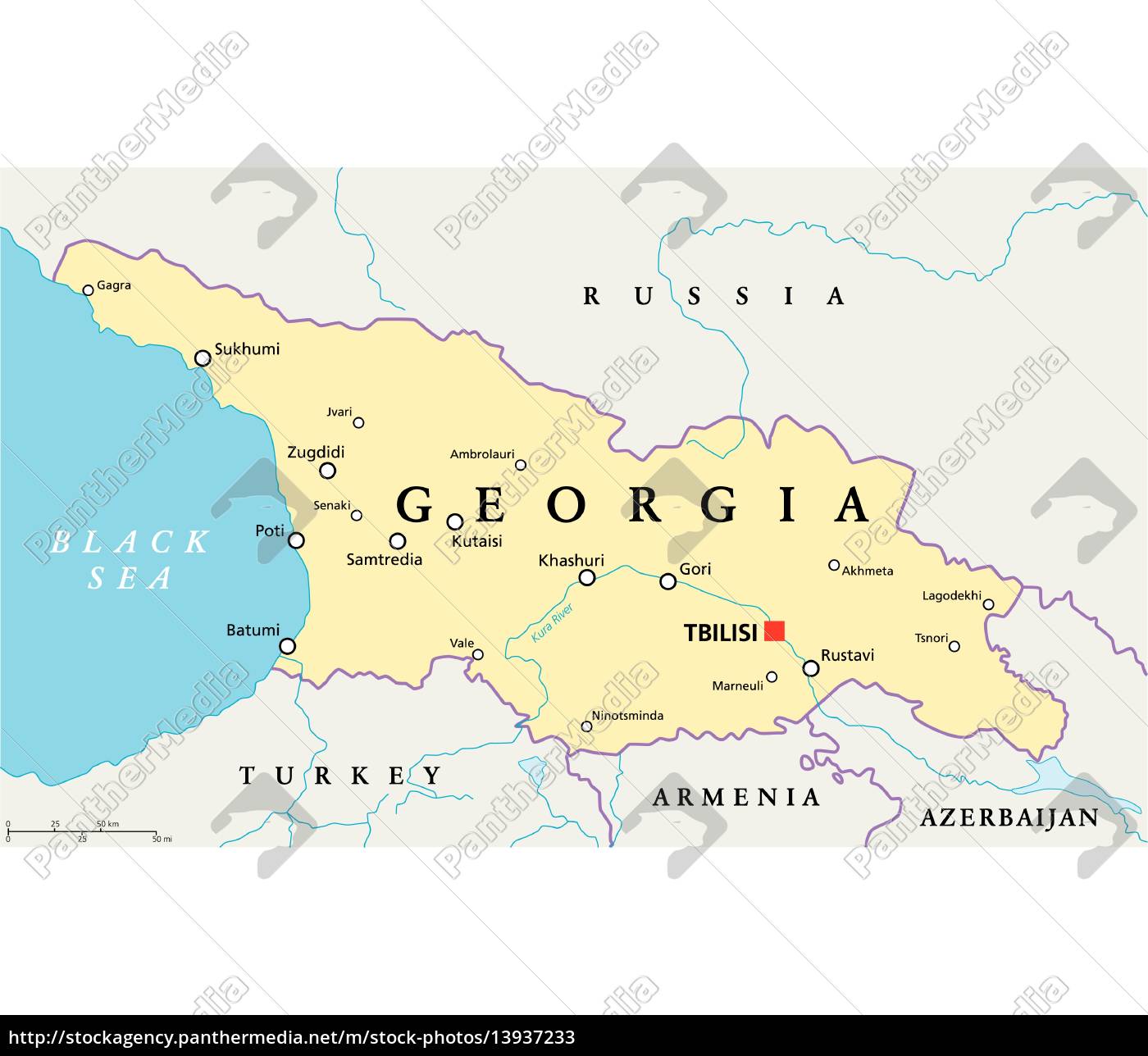 Georgia Political Map - Lizenzfreies Bild - #13937233 | Bildagentur ...