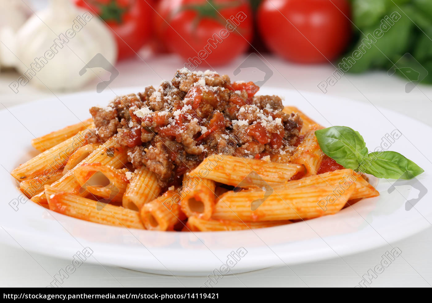 Italienische Nudeln Pasta mit Bolognese Sauce Gericht - Lizenzfreies ...