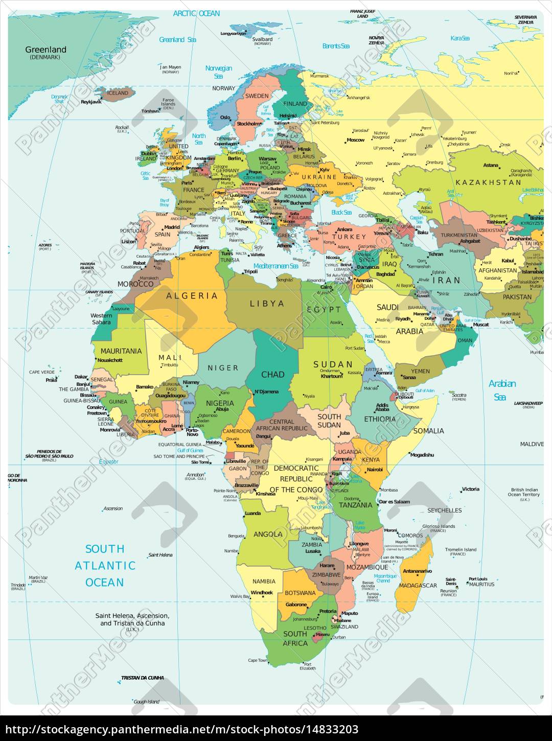 afrika und europa region karte - Stockfoto - #14833203 | Bildagentur
