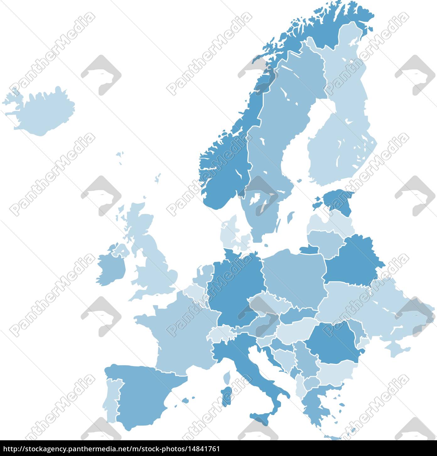 Europa Karte Vektor Grafik Blau Lizenzfreies Bild 14841761 Bildagentur Panthermedia