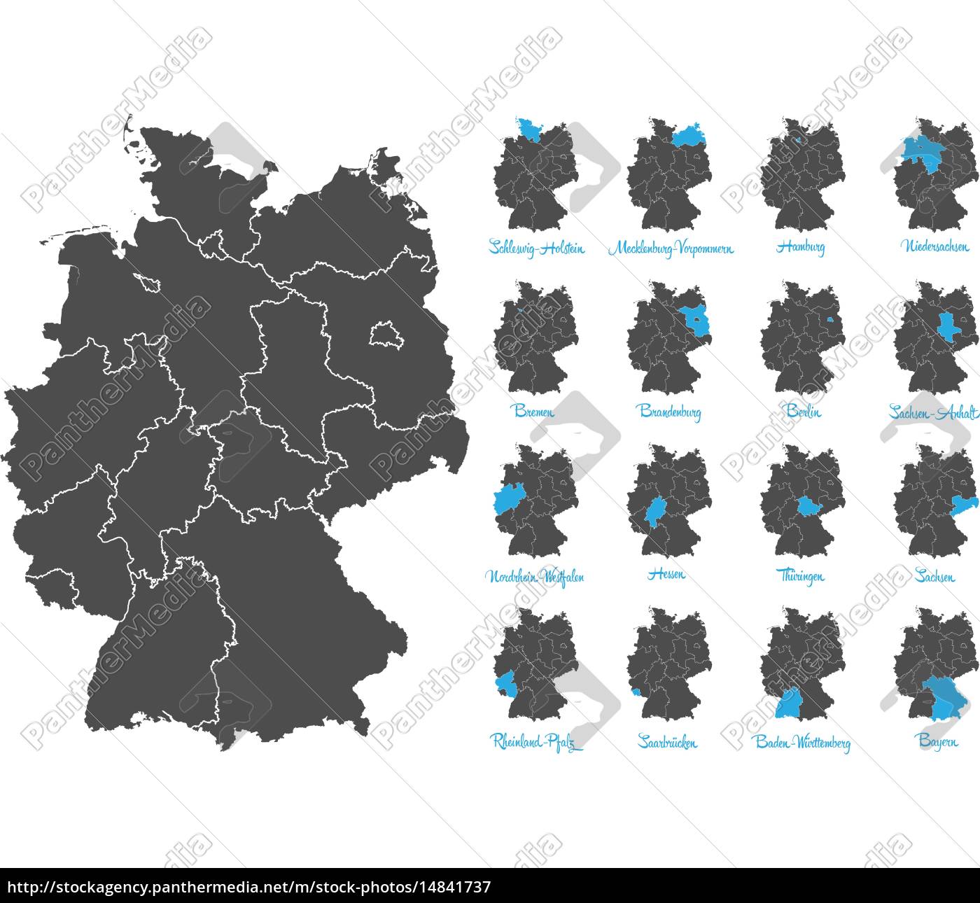 Deutschland Karte Mit Bundeslandern Vektor Set Lizenzfreies Bild Bildagentur Panthermedia