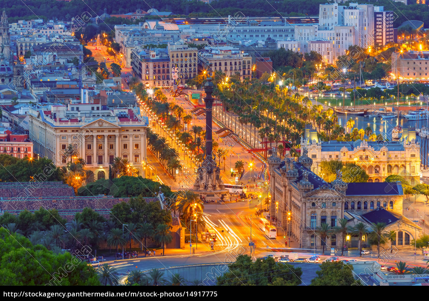 mirador de colom in der nacht barcelona - Lizenzfreies Bild - #14917775 ...