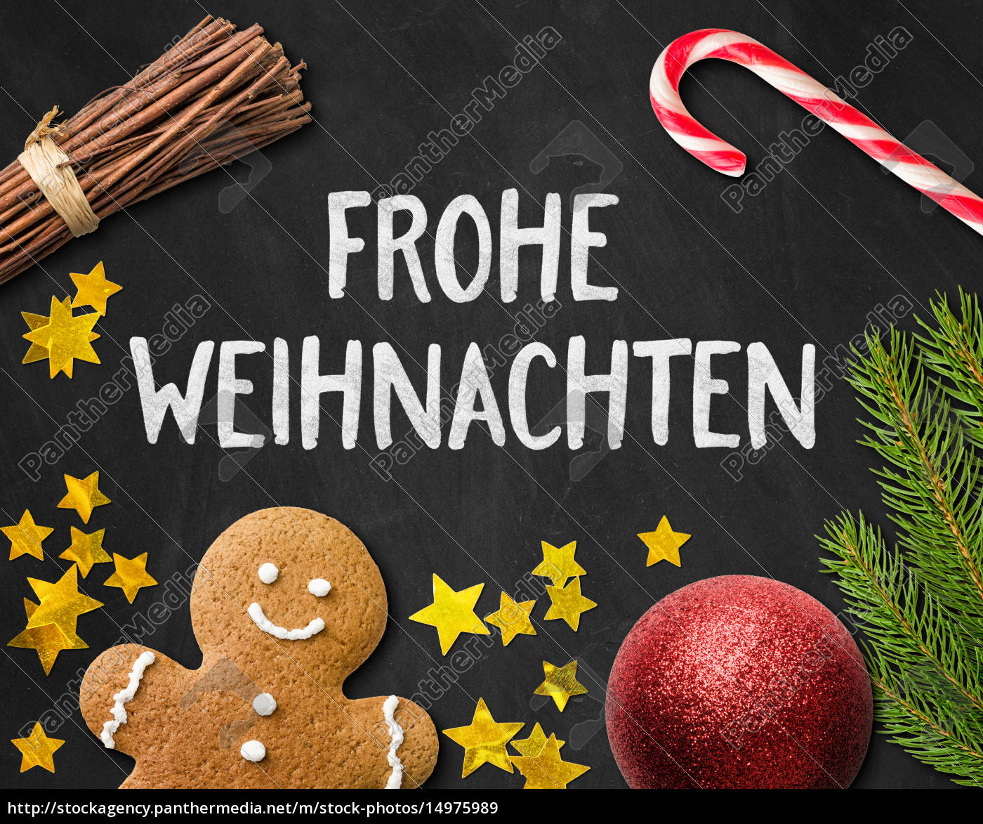 Lizenzfreies Bild 14975989 Weihnachtskarte Mit Lebkuchenmann Und Weihnachtsdeko