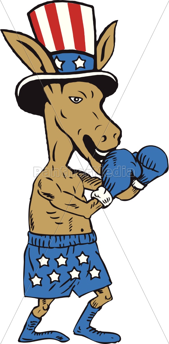 Democrat Donkey Boxer Mascot Cartoon Lizenzfreies Bild 15225257 Bildagentur Panthermedia