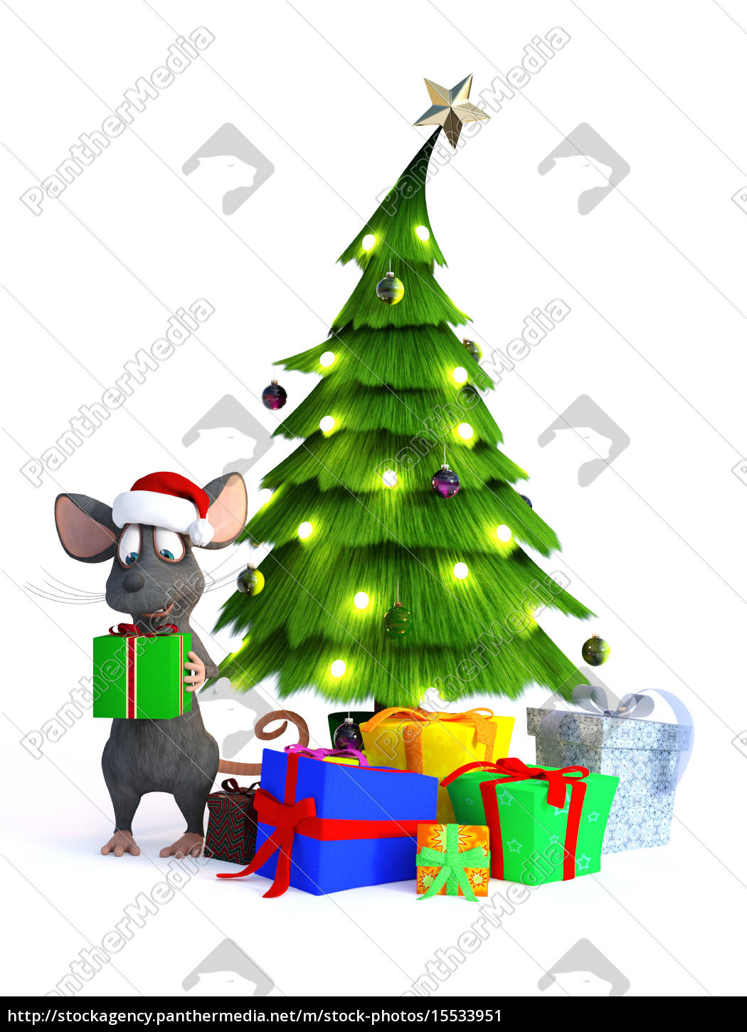 Cartoon Maus Mit Weihnachtsgeschenke Lizenzfreies Bild Bildagentur Panthermedia