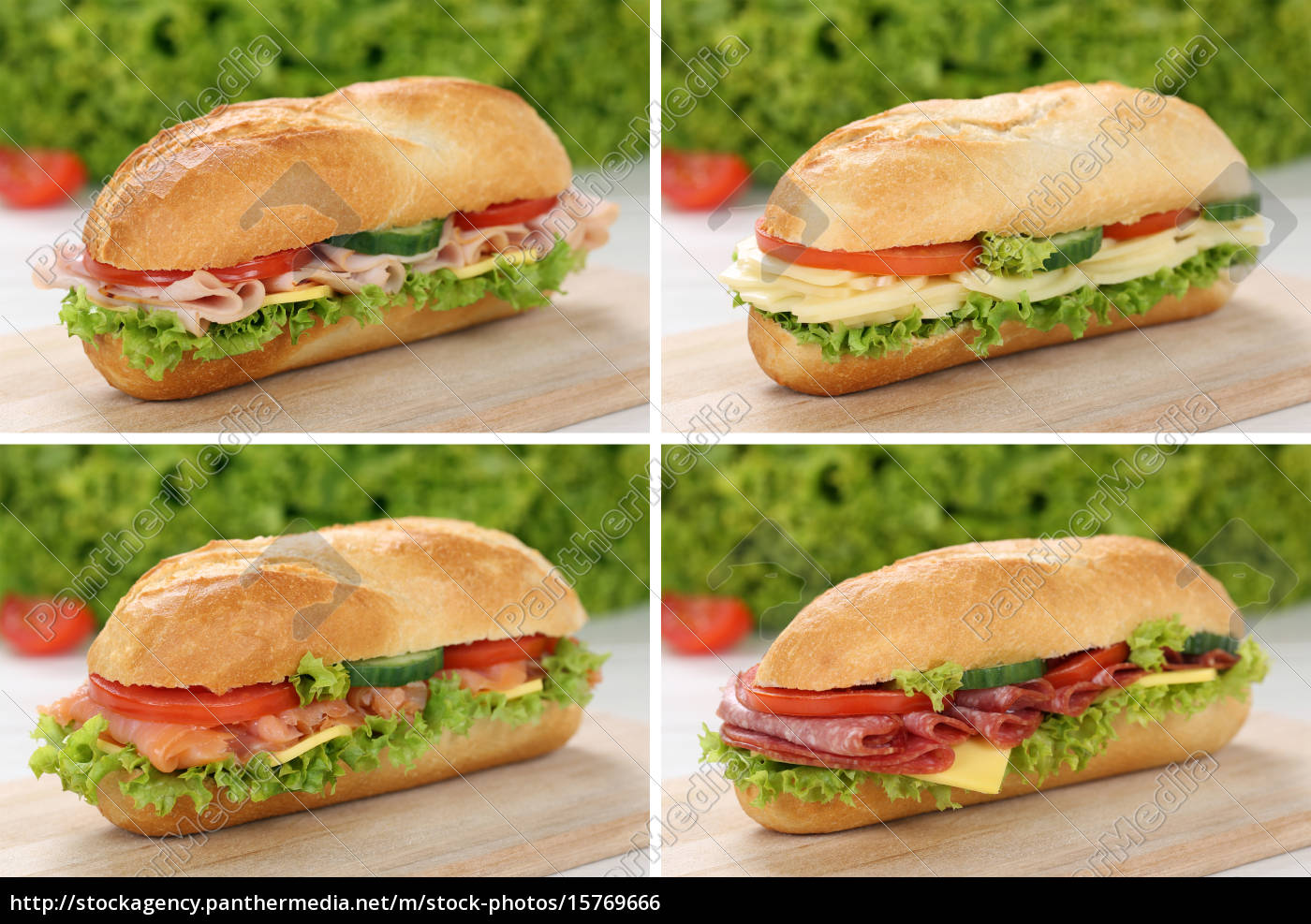 Sammlung von belegte Sandwiches Baguettes mit Schinken - Stock Photo ...