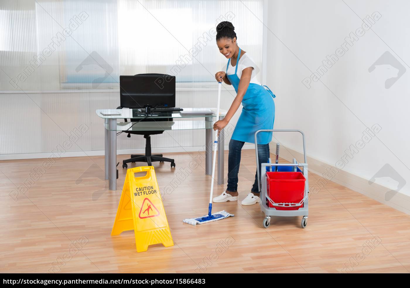 Lizenzfreies Bild 15866483 Woman Cleaning Hardwood Floor