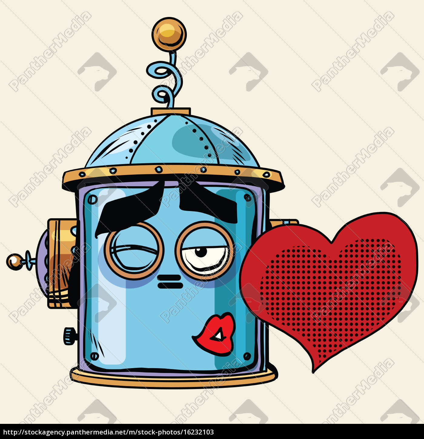 Emoticon Liebe Kuss Emoji Roboter Kopf Smiley Emotion Stockfoto Bildagentur Panthermedia