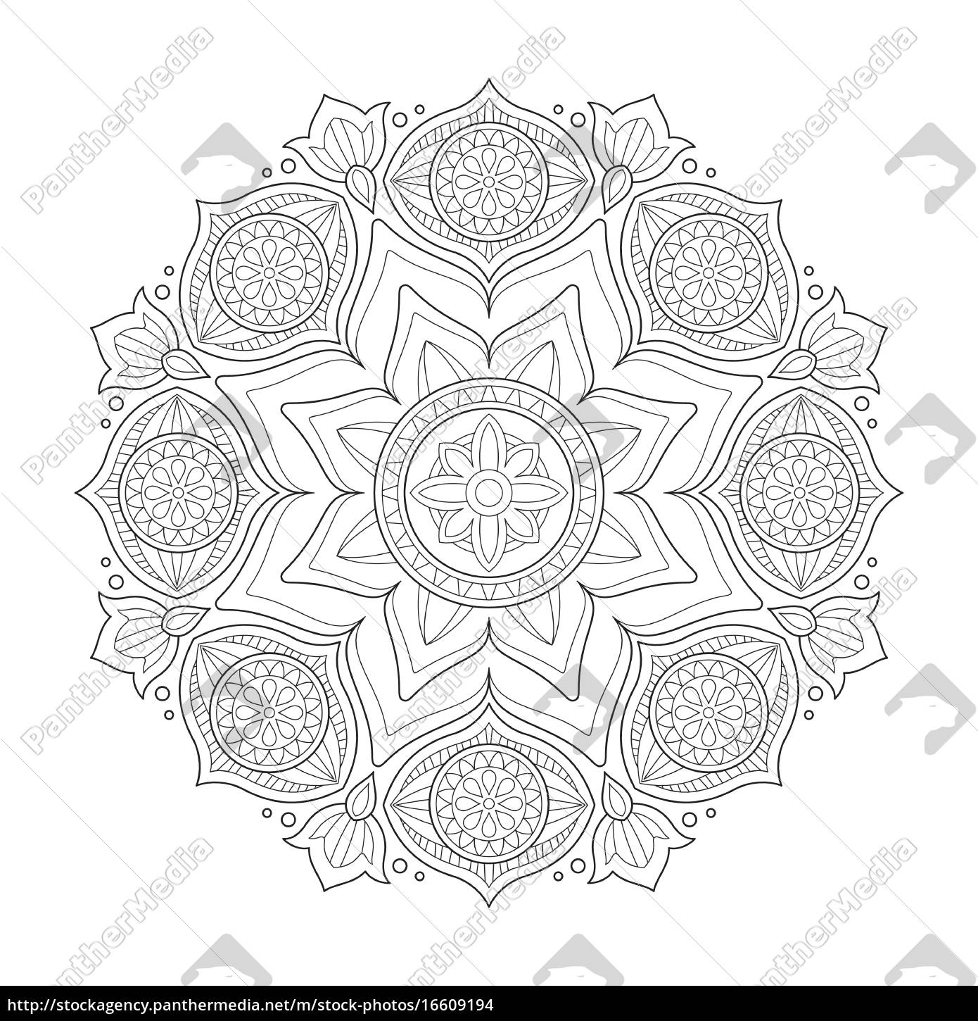 mandala-illustration für erwachsene färbung - Stockfoto #16609194