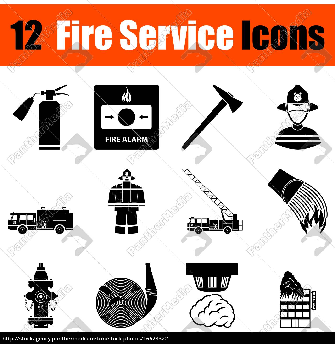 Set Feuerwehr Icons Stock Photo Bildagentur Panthermedia