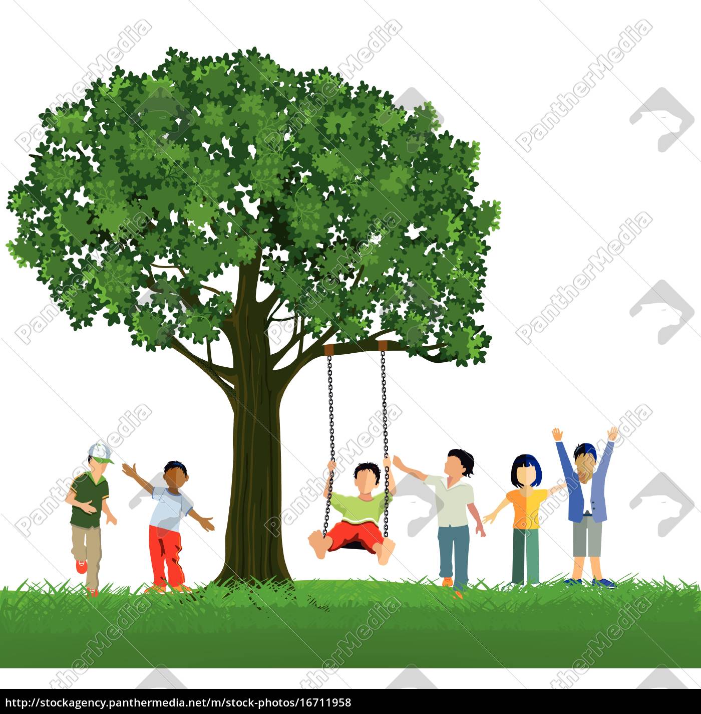 Kinder Schaukeln An Einen Baum Stock Photo Bildagentur Panthermedia