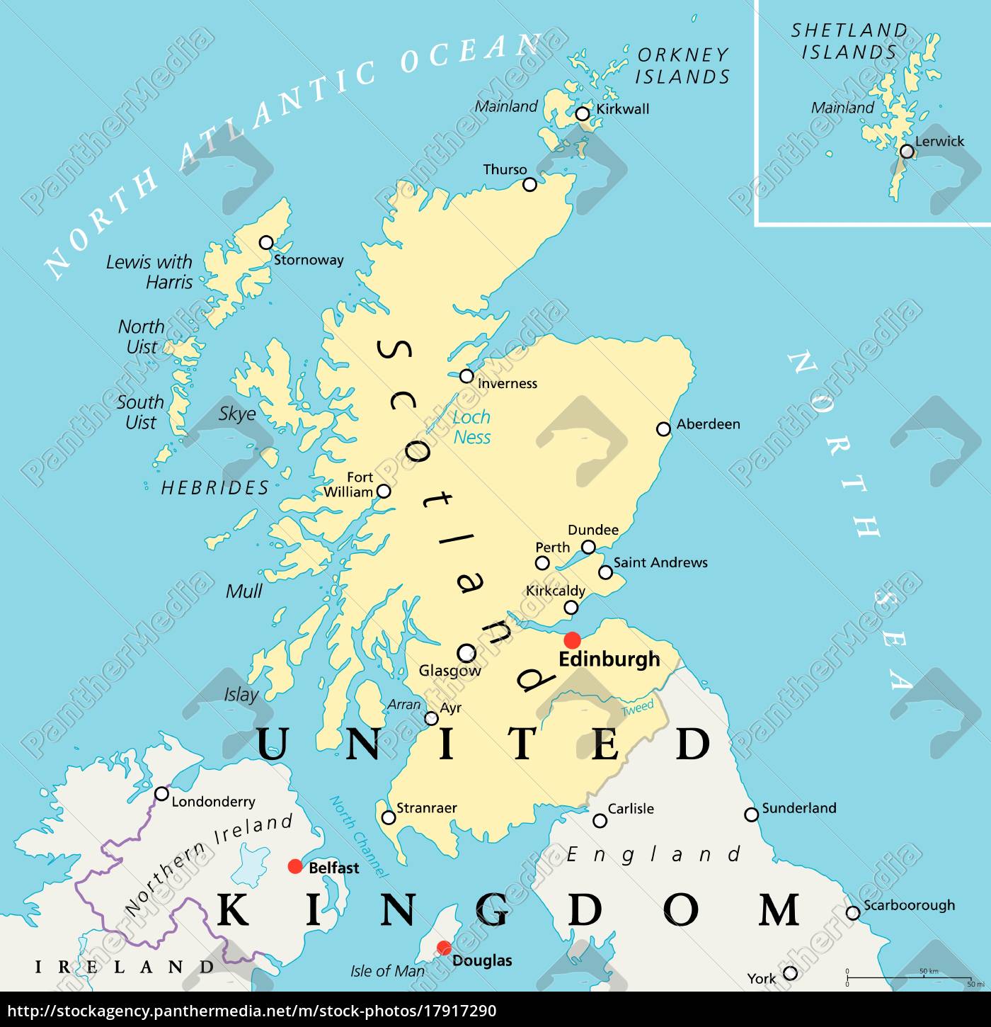Schottland Politische Karte Stockfoto 17917290 Bildagentur Panthermedia
