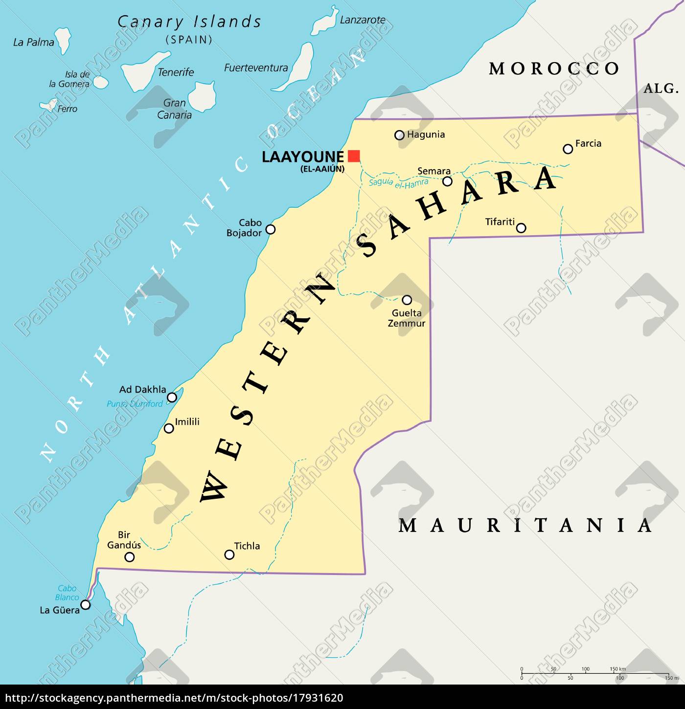 Politische Landkarte Der West Sahara Lizenzfreies Foto 17931620 Bildagentur Panthermedia