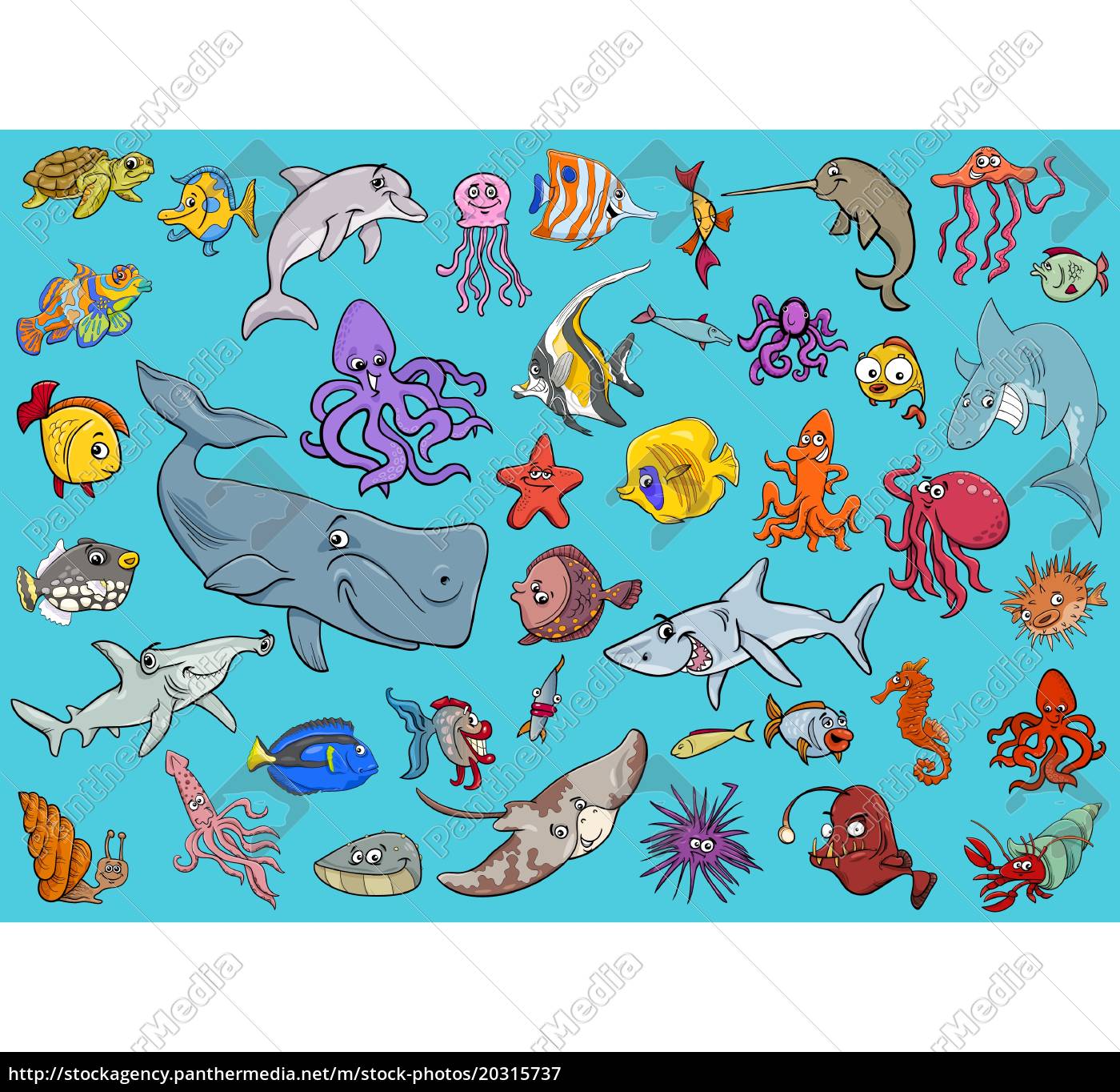 Meer Leben Tiere Cartoon Set Lizenzfreies Bild 20315737
