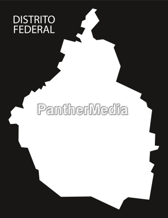 Distrito Federal Mexiko-karte Schwarz Invertiert - Stockfoto #20487201
