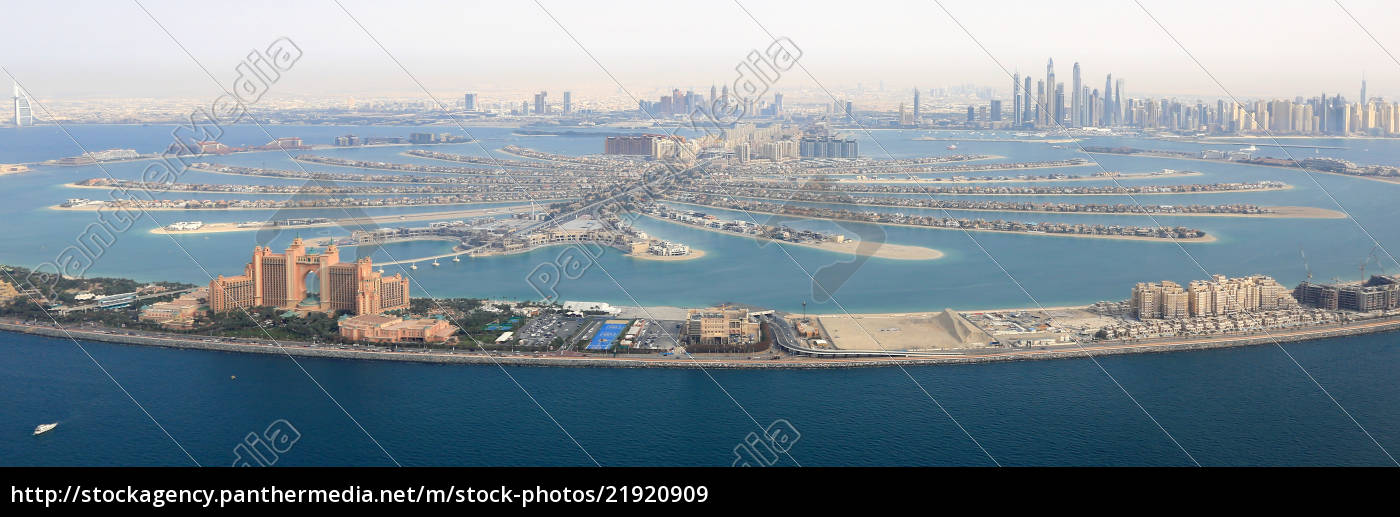 Dubai The Palm Palme Insel Atlantis Hotel Panorama Lizenzfreies Bild Bildagentur Panthermedia
