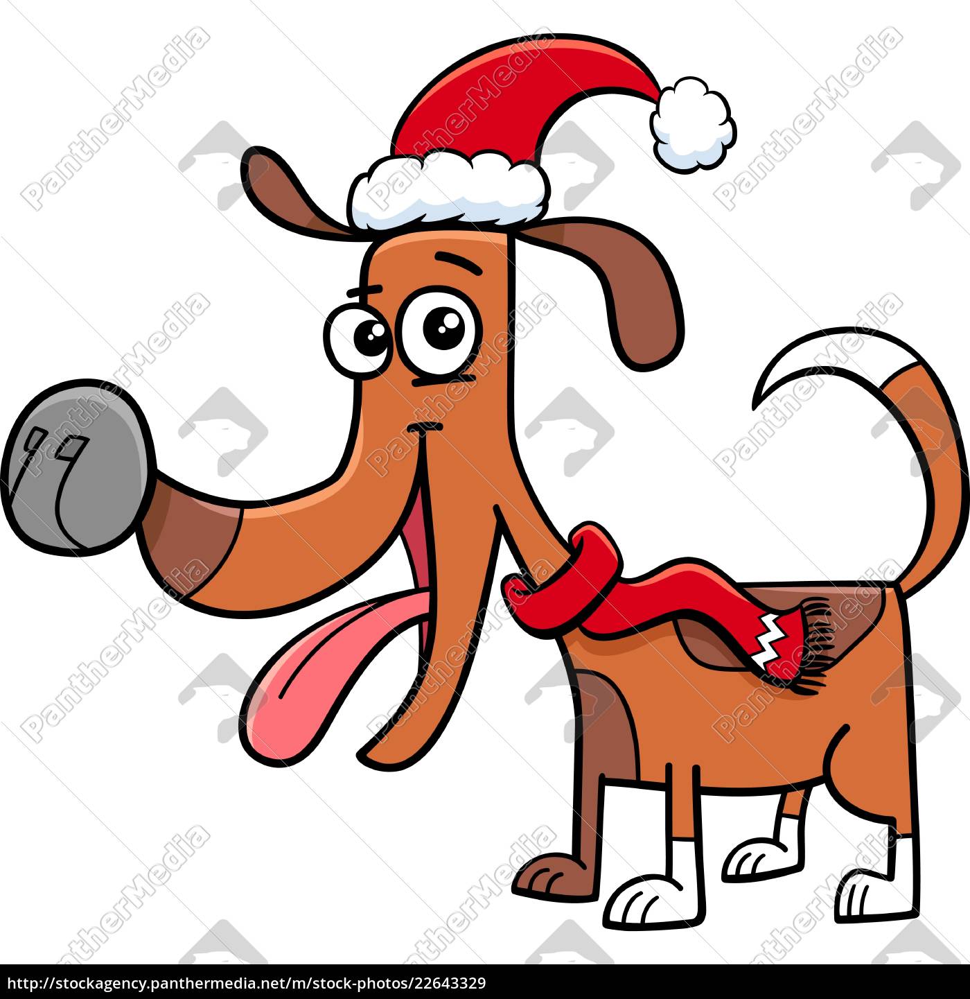 Hund Mit Schal Auf Weihnachten Cartoon Lizenzfreies Bild Bildagentur Panthermedia