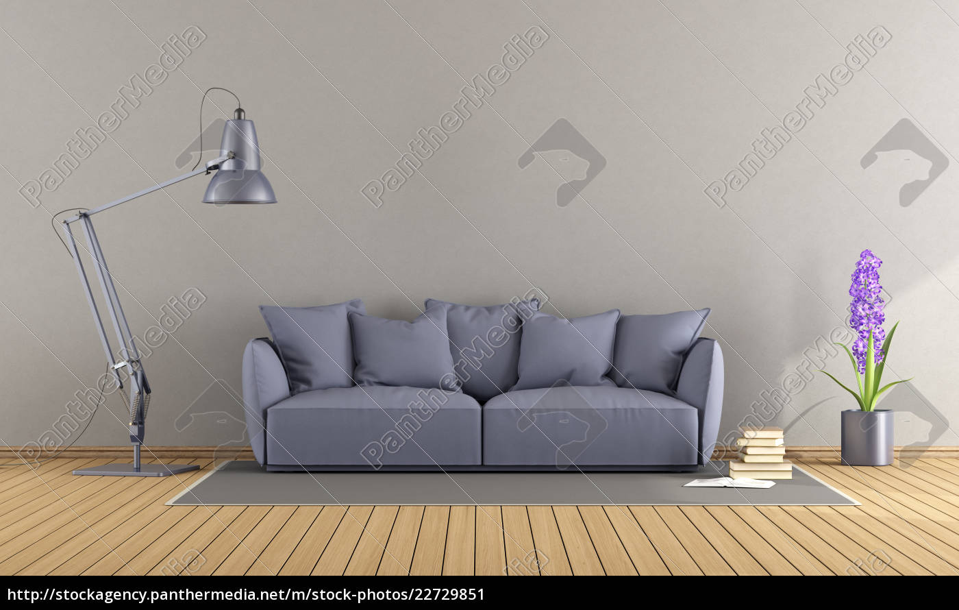 Stockfoto 22729851 Lila Sofa In Einem Modernen Wohnzimmer
