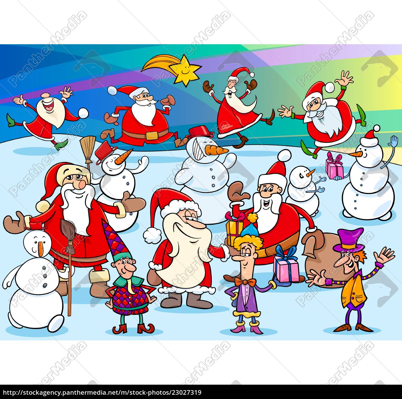 weihnachten cartoon zeichen gruppe - Stockfoto - #23027319