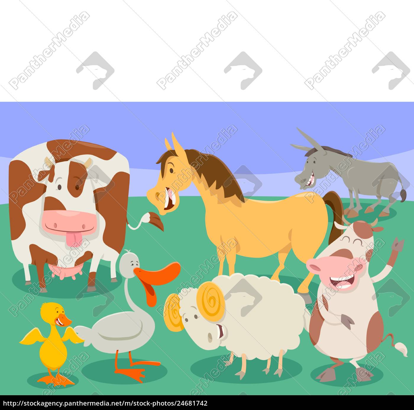 Lustige Bauernhof Tier Zeichen Gruppe Cartoon Stock Photo Bildagentur Panthermedia