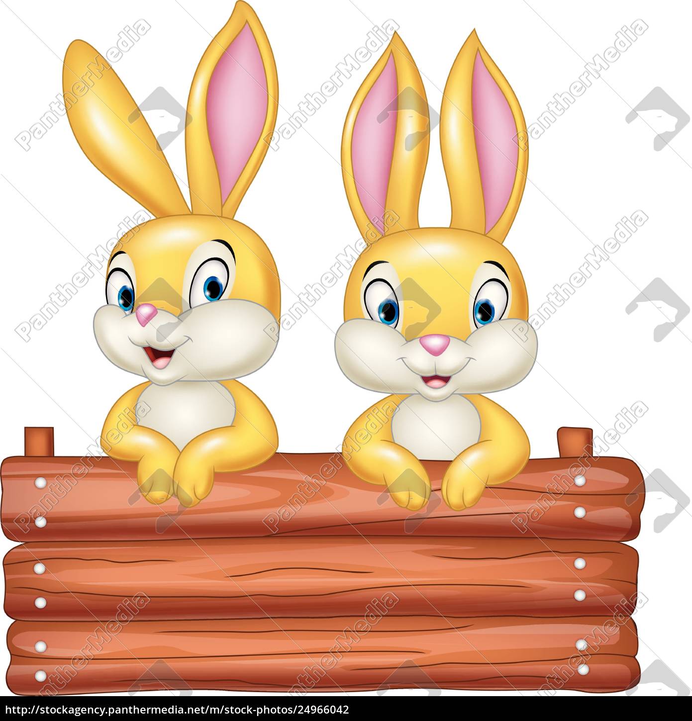 cartoon-hase hält holzschild - Stockfoto - #24966042 | Bildagentur