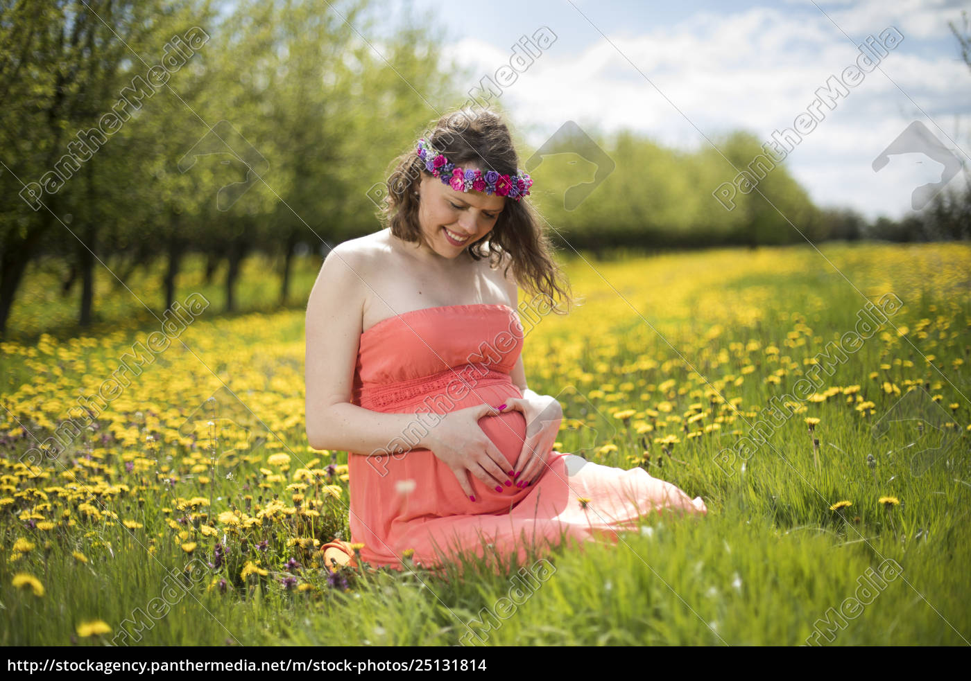 Frühling Junge Schöne Schwangere Frau - Stock Photo - #25131814 ...