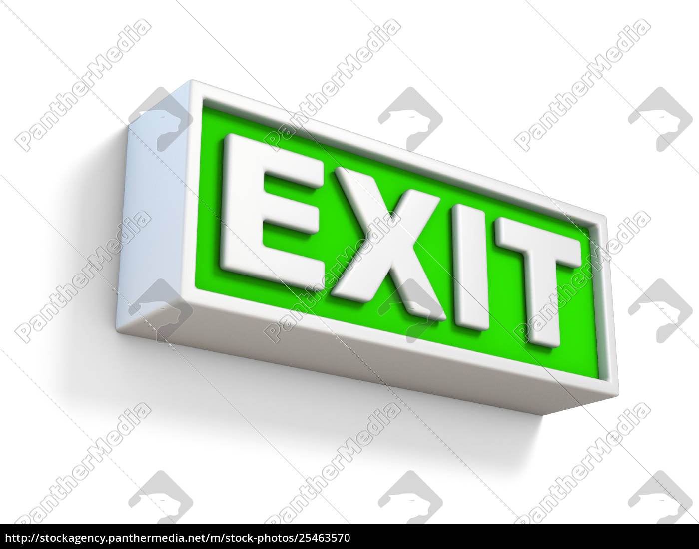 Grunes Exit Schild Auf Weisser Wand 3d Stock Photo 25463570 Bildagentur Panthermedia