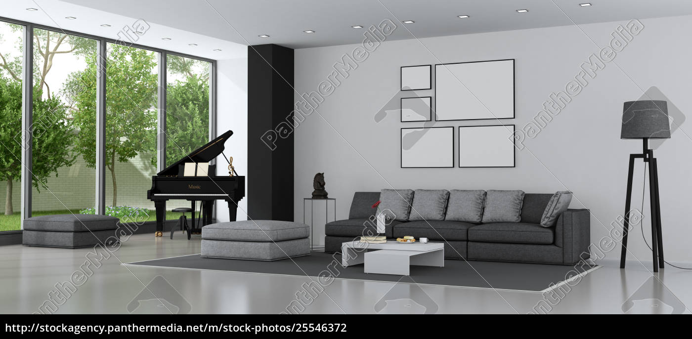 Modernes Wohnzimmer Mit Sofa Und Flugel Lizenzfreies Foto 25546372 Bildagentur Panthermedia