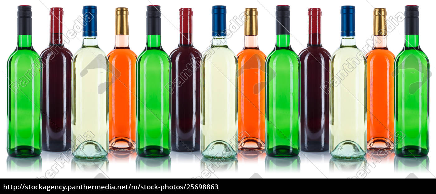 Wein Flaschen Weinflaschen In Einer Reihe Sammlung Lizenzfreies Bild Bildagentur Panthermedia