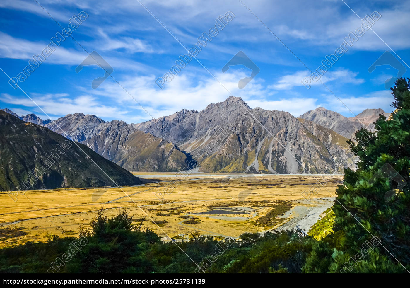 Mount Cook Tal Landschaft Neuseeland Lizenzfreies Bild Bildagentur Panthermedia