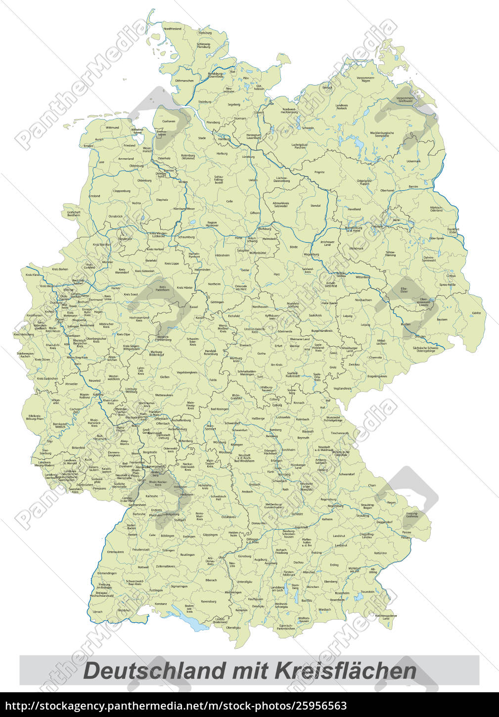 deutschlandkarte mit landkreisen - Lizenzfreies Bild - #25956563