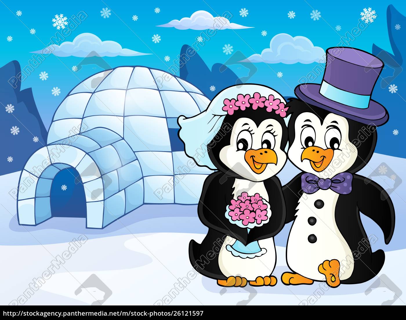 Pinguin Hochzeit Thema Bild 2 Stockfoto 26121597 Bildagentur Panthermedia